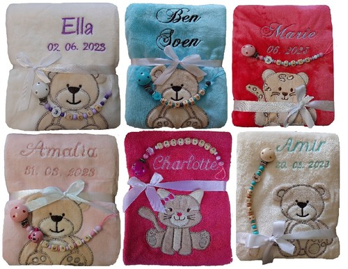 Coperta neonato ricamata con